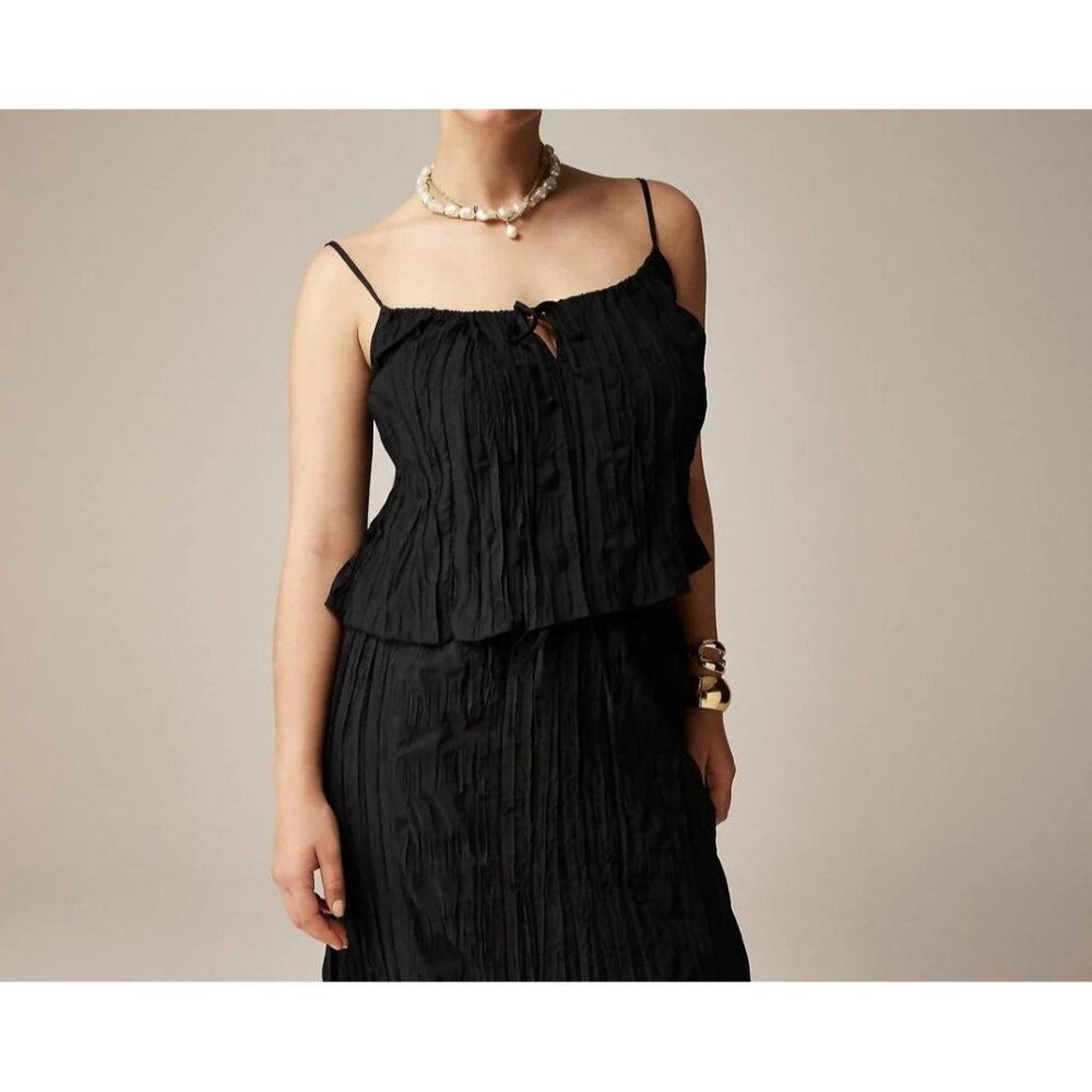 J.Crew Black Crinkled Trank Top S
